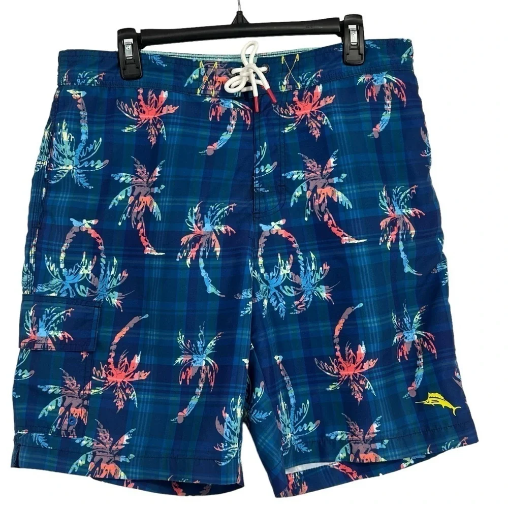 Men's Baja Palm Illusion Print Classic-Fit 9'' Swim Trunks LG. Tommy Bahama